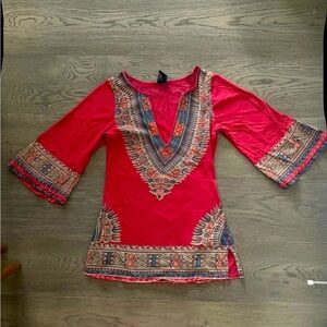 Lucky Brand 100% Cotton Red Tunic Top XS